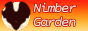 An orange-yellow gradient stamp with the head of a brown mouse on the leftmost side. Behind the mouse is a light yellow circle. Text beside the mouse head reads 'Nimber Garden' in dark orange with light yellow hinting.