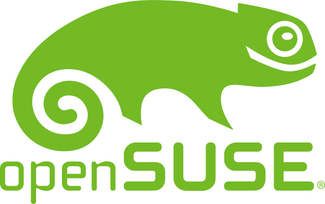 The Open SUSE Logo, a green smiling chameleon with 'Open SUSE' underneath.