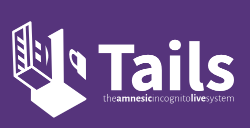 The Tails OS logo. White text reads 'Tails' with 'the amnesic incognito live system' beneath it, amnesic and live being bold. On the left side of the text, there is a simple drawing of a USB stick with a lock on its side. The background is purple.