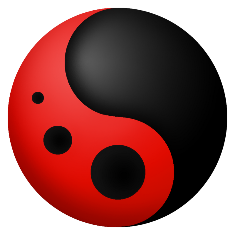 The Serenity OS logo, a swirl of red and black down the middle with three black spots on the red side that go from big, medium, to small. It's meant to resemble a ladybug.